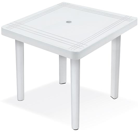 imagem de Mesa Plástica Quadrada Desmontável Branca