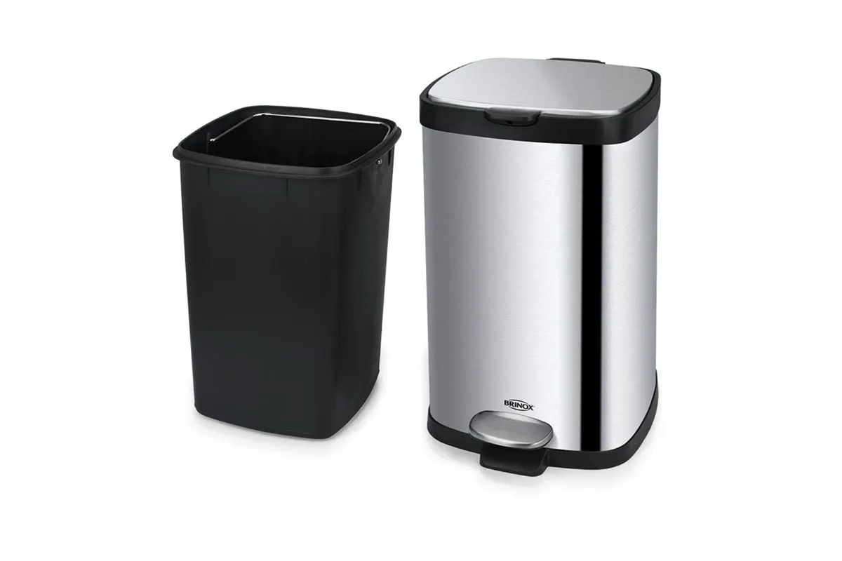 imagem de Lixeira Com Pedal Frame 12 Litros Inox Escovado