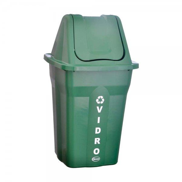 imagem de Lixeira Com Tampa Basculante 60 Litros Vidro