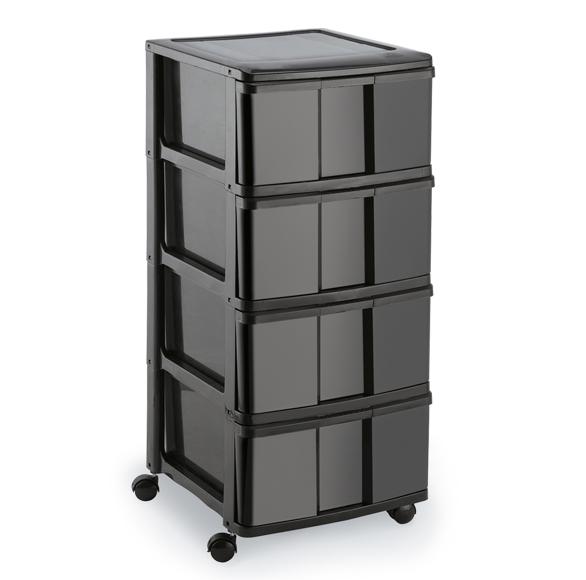 imagem de Porta Tudo Com Rodas 4 Gavetas Preto