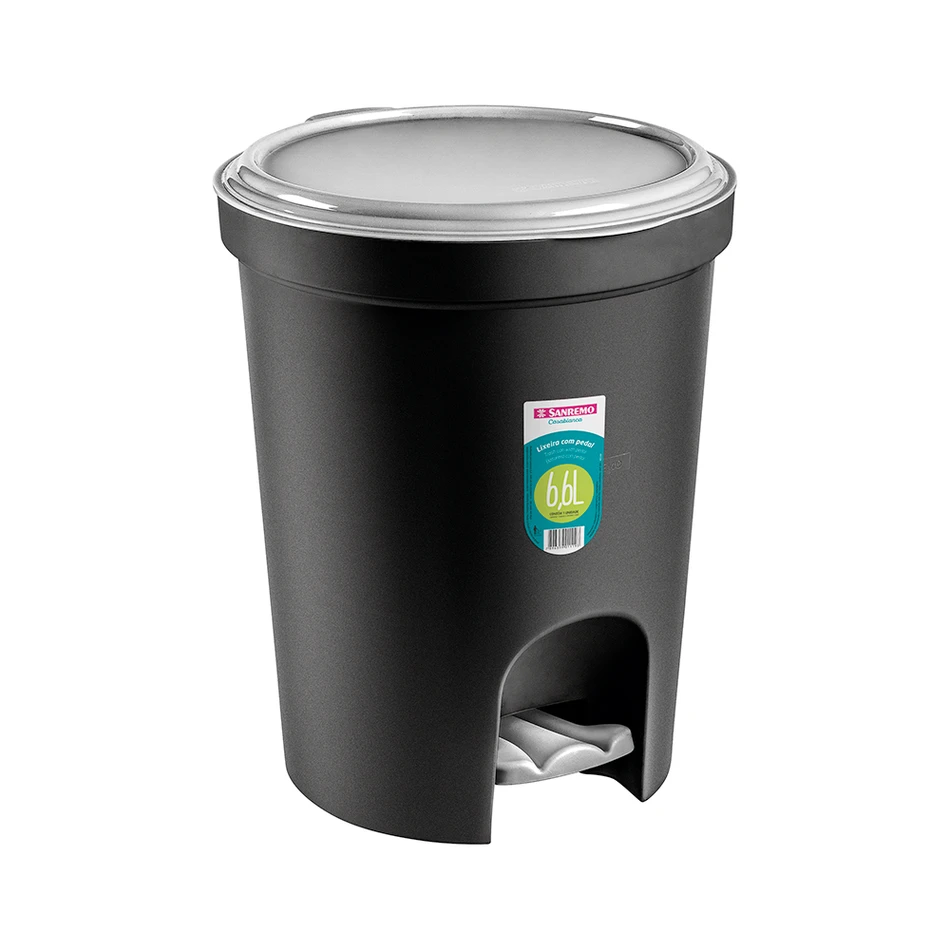 imagem de Lixeira Plástica Redonda Com Pedal  6,6 Litros