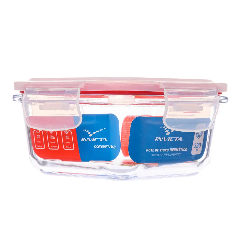 imagem de Pote de Vidro Tampa Hermetico Quadrado 320 Ml