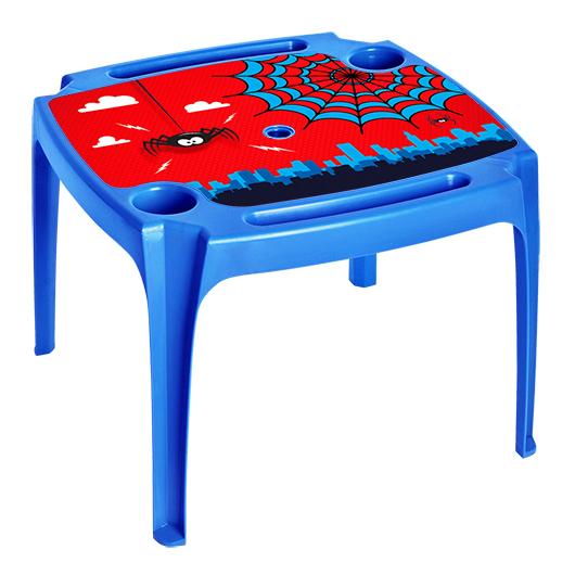 imagem de Mesa Plástica Infantil Azul Com Label 57x57x43 cm