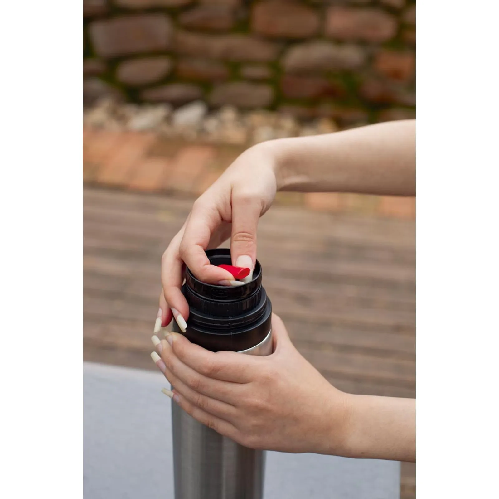 imagem de Garrafa Fit Com Alca 1 Litro Inox