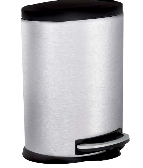 imagem de Lixeira Com Pedal Oval Onix 12 Litros Inox