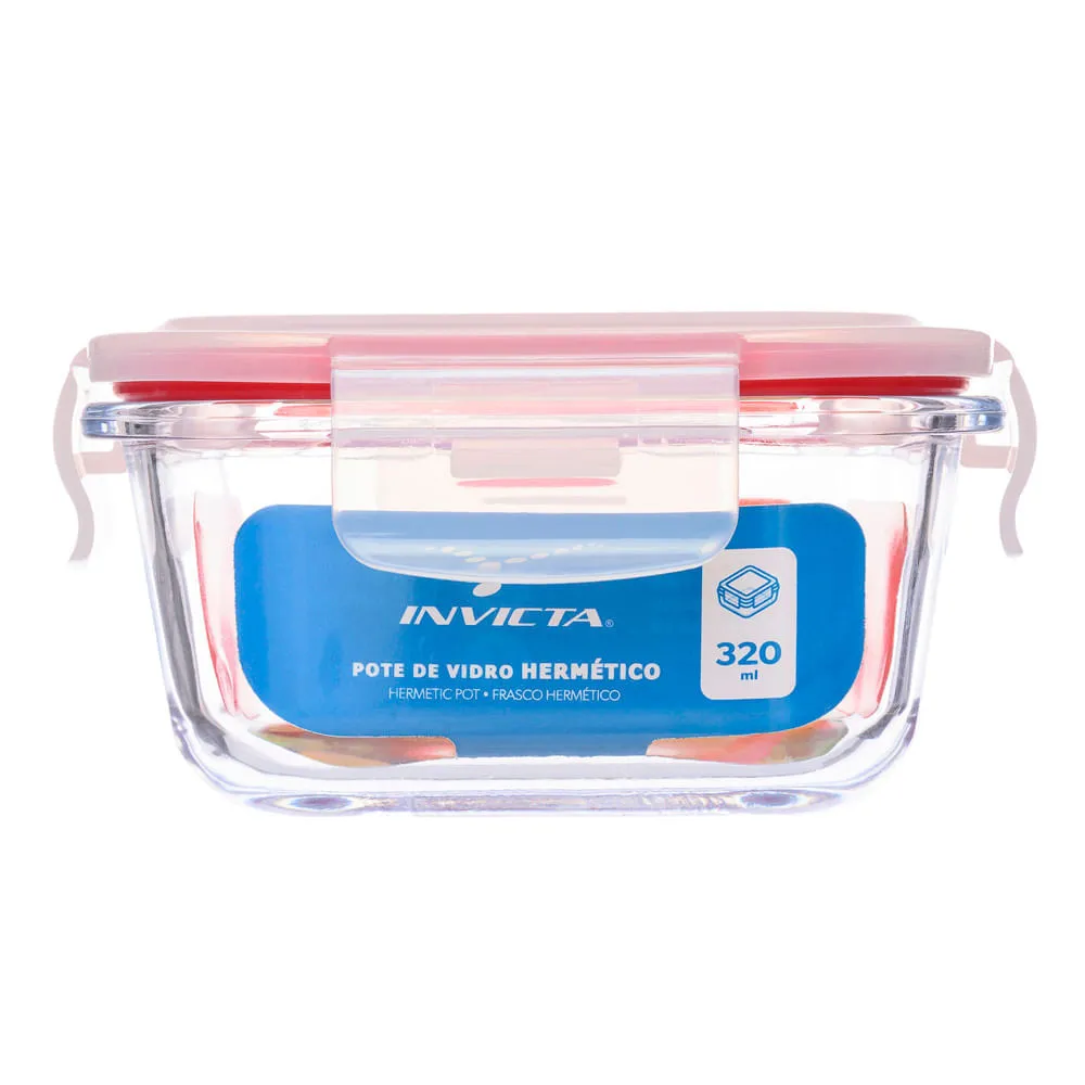 imagem de Pote de Vidro Tampa Hermetico Quadrado 320 Ml