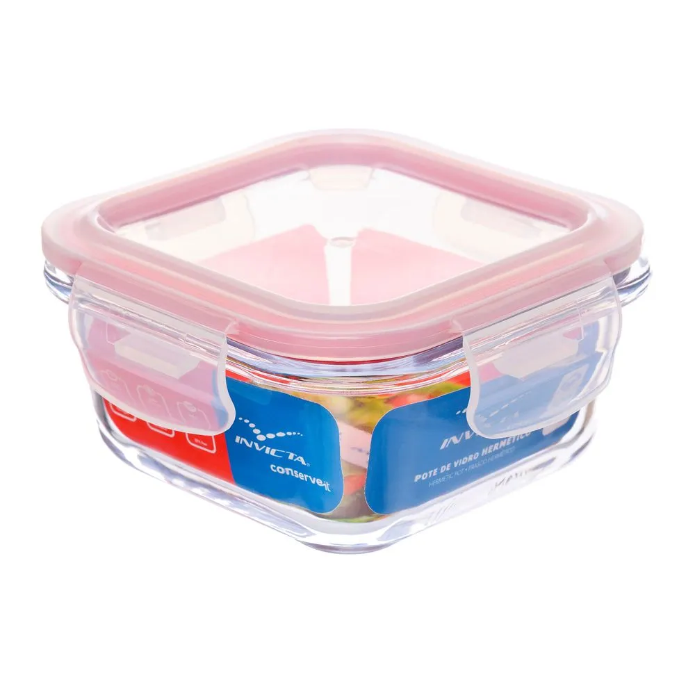 imagem de Pote de Vidro Tampa Hermetico Quadrado 320 Ml