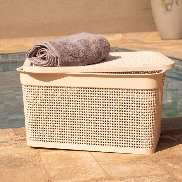 imagem de Caixa Organizadora Rattan 25 Litros Areia