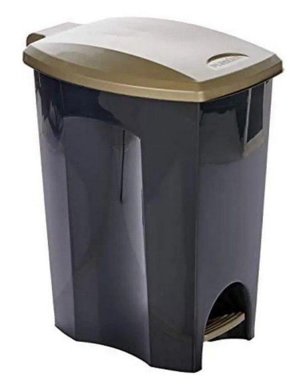 imagem de Lixeira Plástica Com Pedal Ecoblack 50 Litros