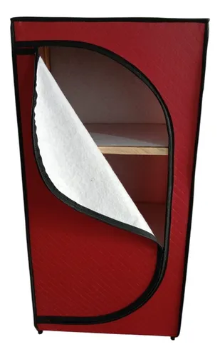 imagem de Sapateira Lisa Corino Com Ziper Com 3 Bandejas Vermelha