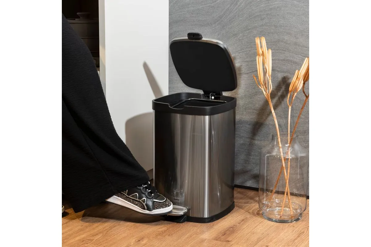 imagem de Lixeira Com Pedal Frame 12 Litros Inox Escovado