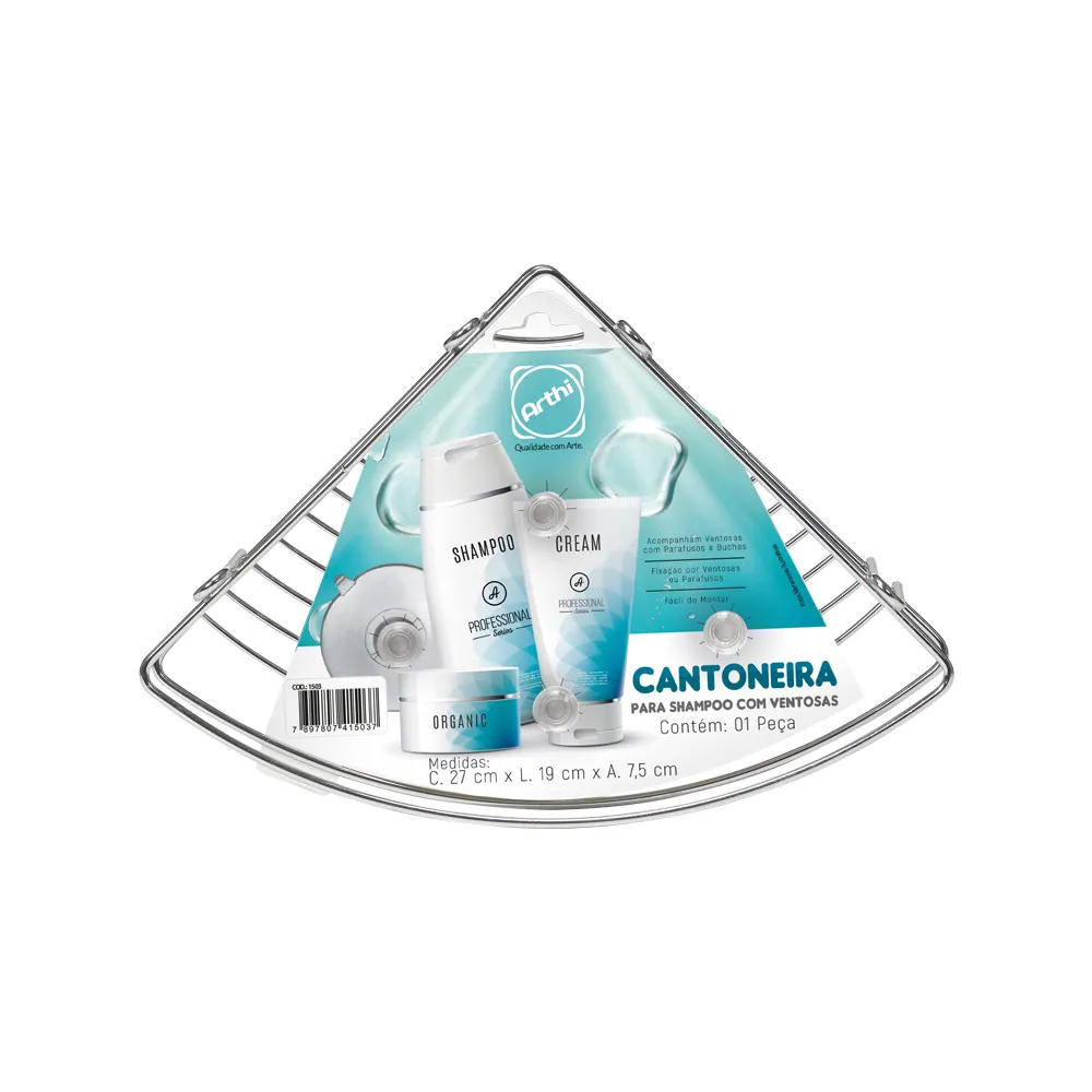 imagem de Cantoneira Simples Com Ventosas Cromada