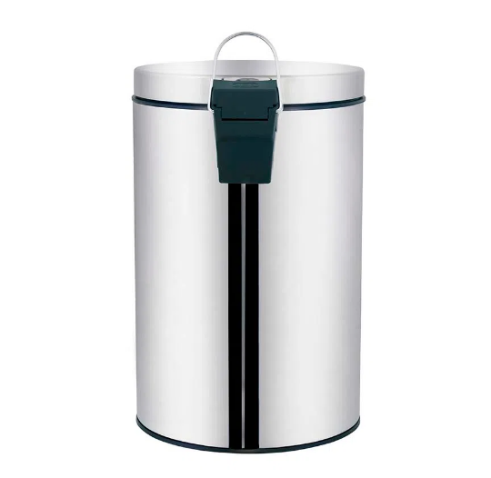 imagem de Lixeira Com Pedal Redonda Agata 3 Litros Inox