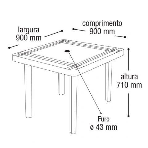 imagem de Mesa Plástica Quadrada Desmontável Branca