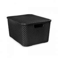 imagem de Organizador Rattan Com Tampa 15 Litros Preto