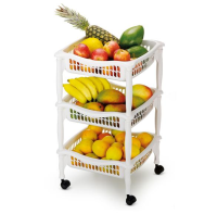 imagem de Fruteira 3 Andares Multiuso Com Rodas Branca