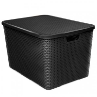 imagem de Organizador Rattan Com Tampa 40 Litros Preto