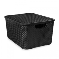 imagem de Organizador Rattan Com Tampa 20 Litros Preto