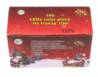 imagem de Pisca Pisca 100 LED Vermelho 8 Funções - Fio Transparente C/ 10M